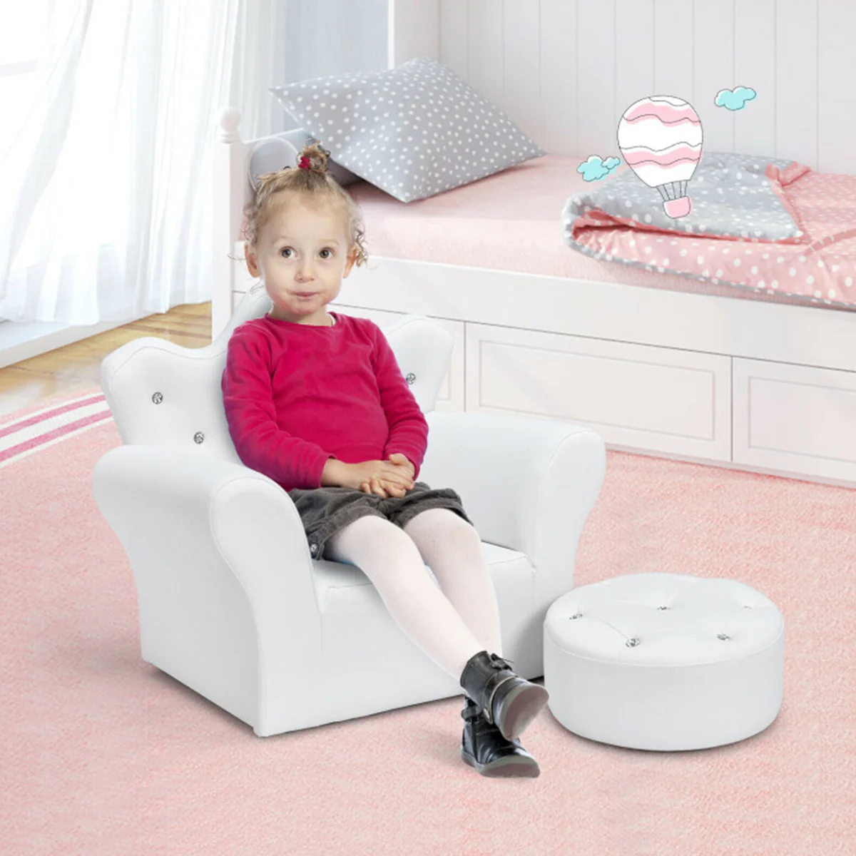 Kids Princess Sofa with Ottoman - Image 20