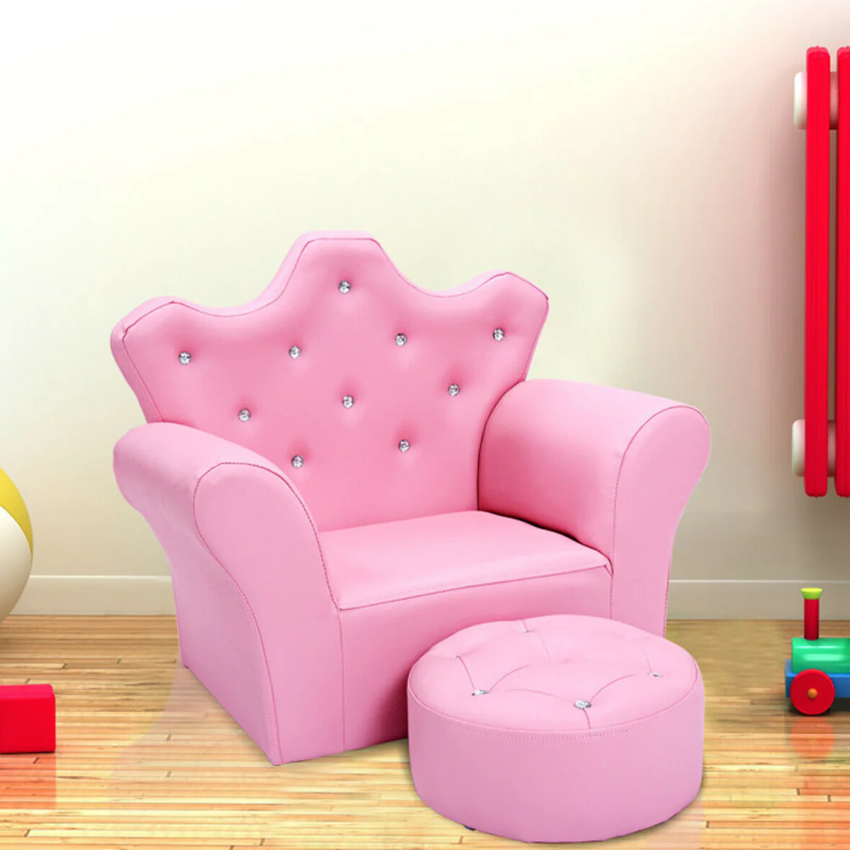 Kids Princess Sofa with Ottoman - Image 3