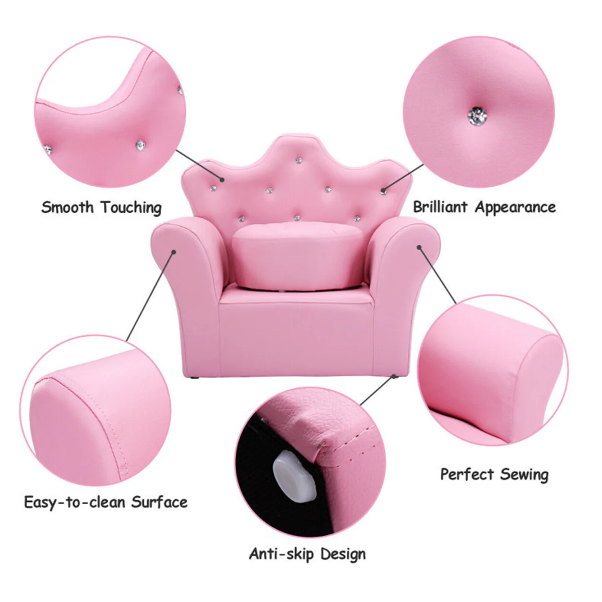 Kids Princess Sofa with Ottoman - Image 4