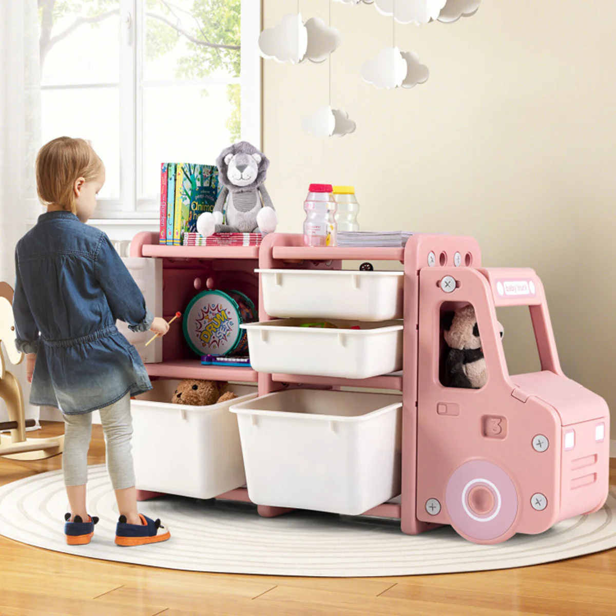 Kids Truck Storage Organizer with Plastic Bins - Image 12