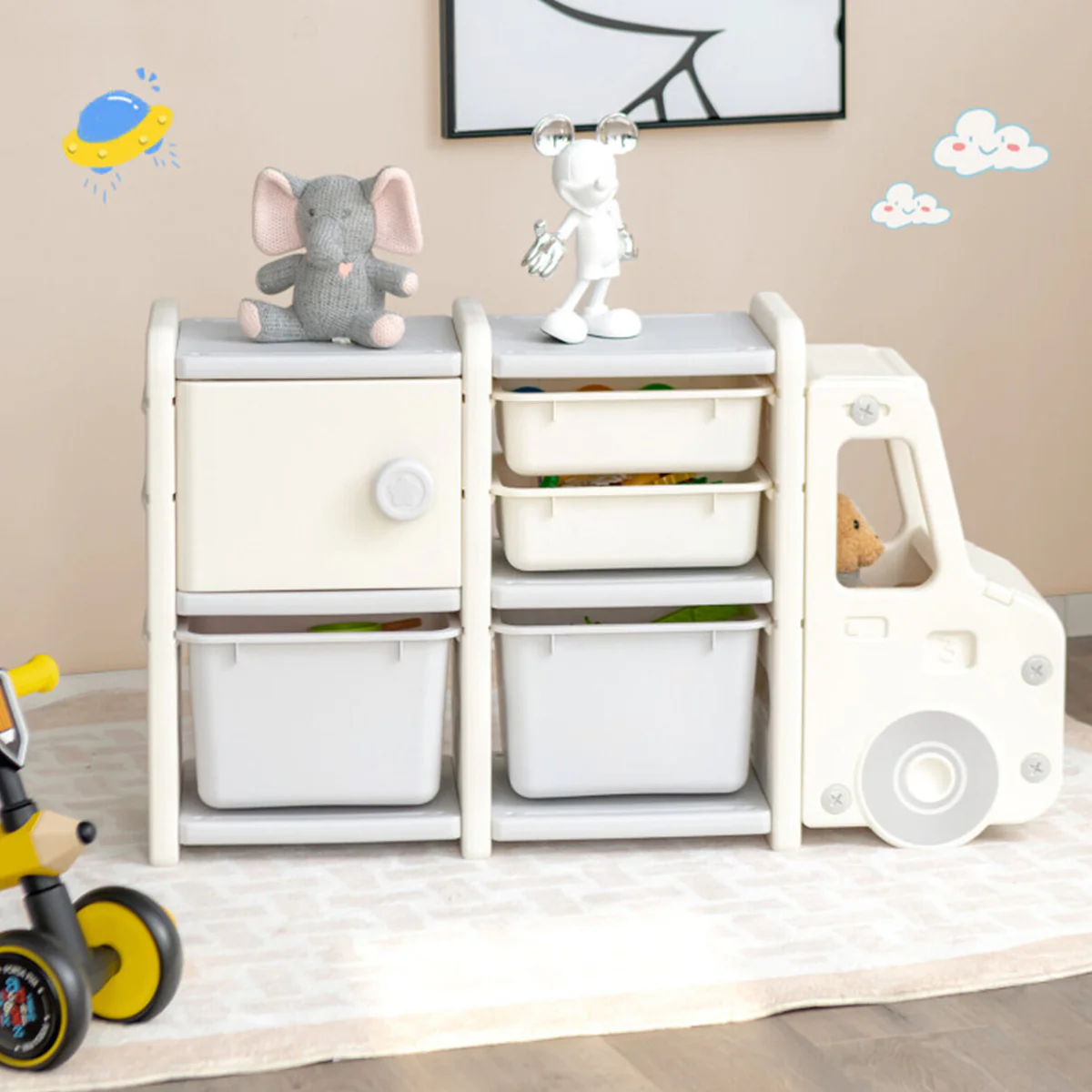Kids Truck Storage Organizer with Plastic Bins - Image 16
