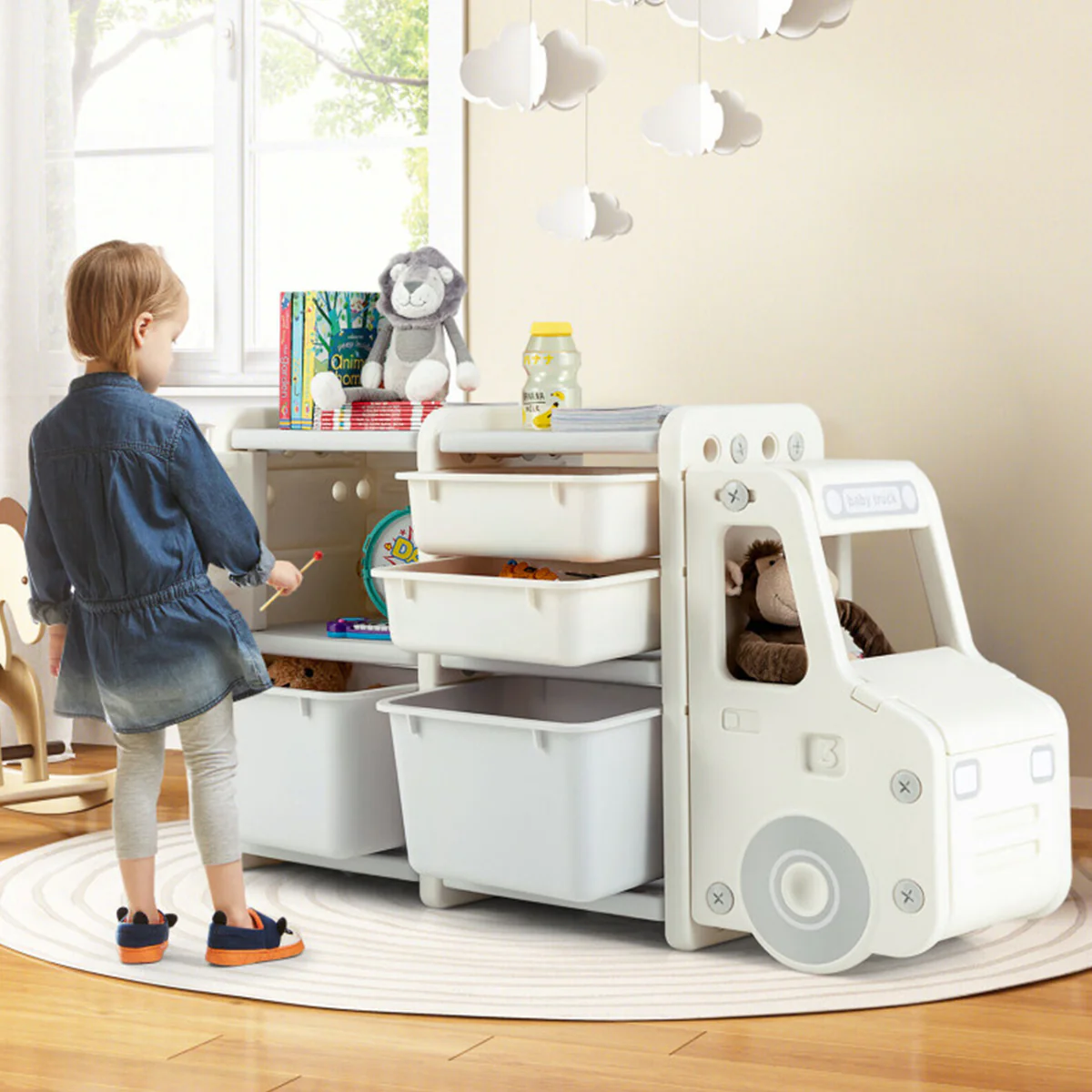 Kids Truck Storage Organizer with Plastic Bins - Image 22