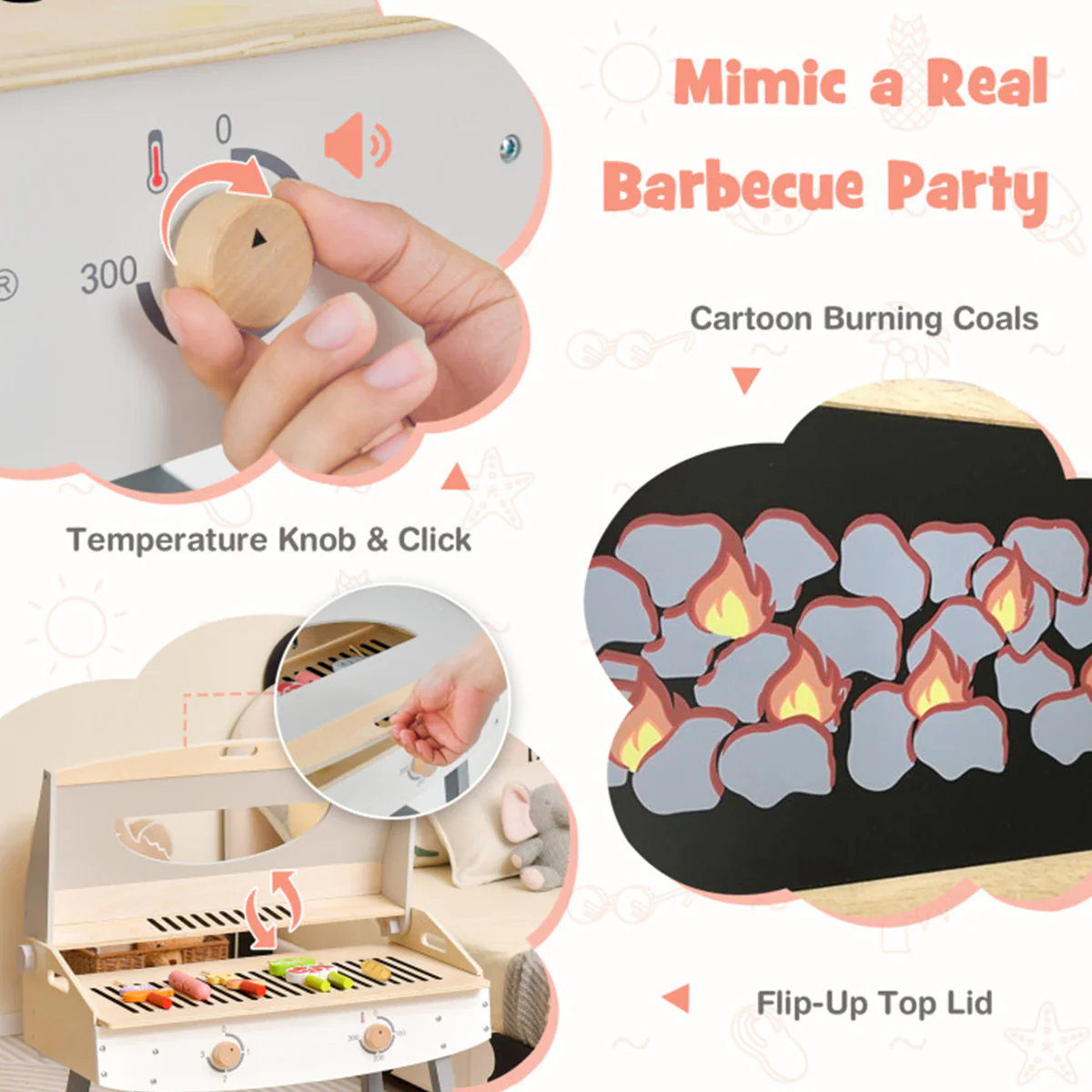 Kids Wooden Barbecue Grill Playset - Image 5