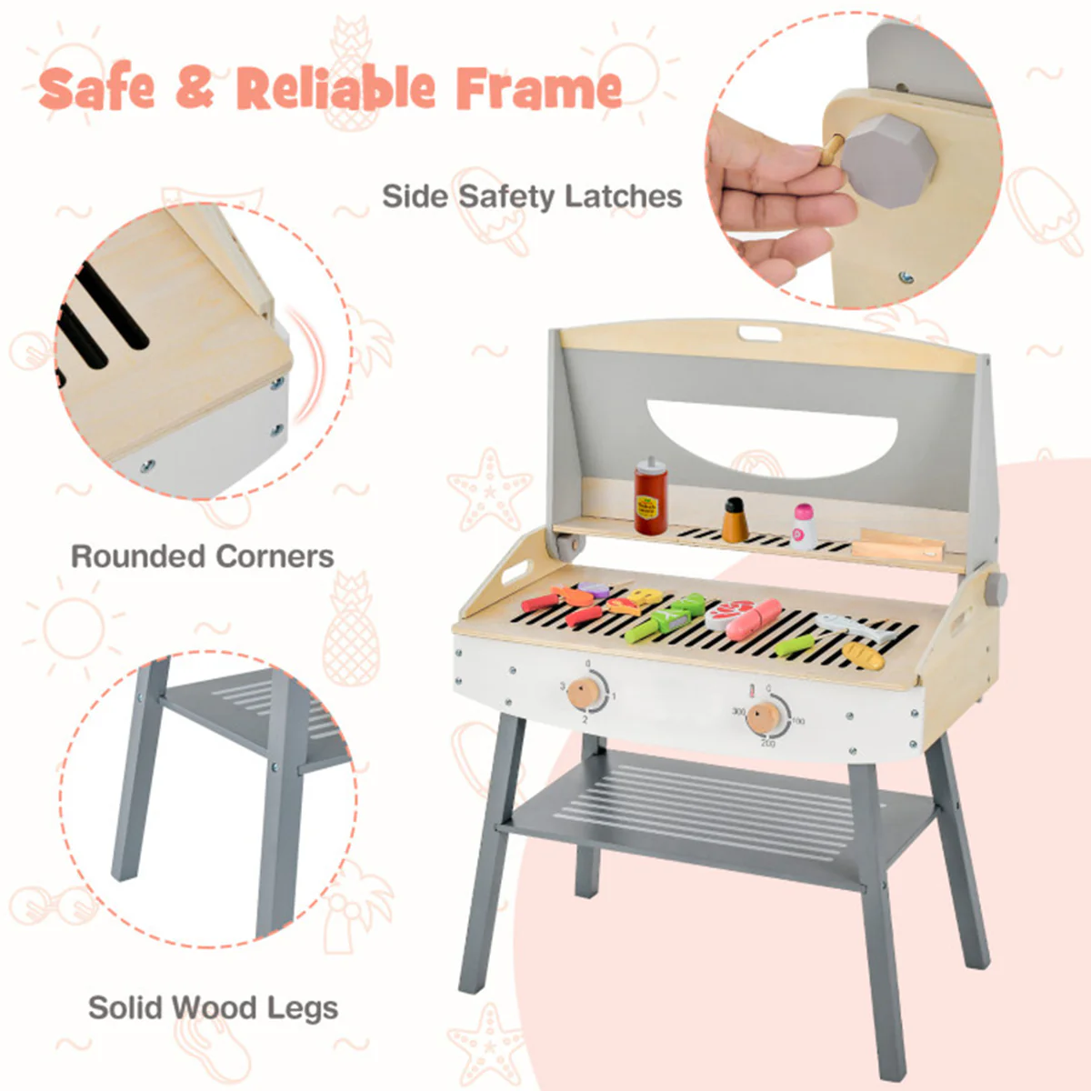 Kids Wooden Barbecue Grill Playset - Image 7
