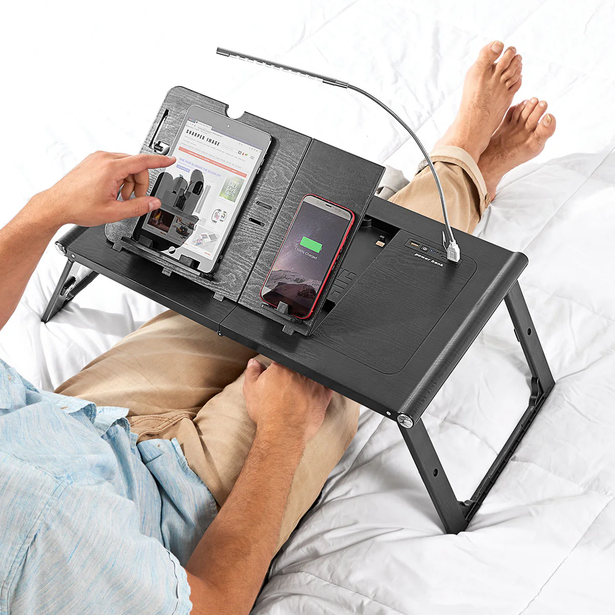 Laptop and Tablet Tray with Built-In Charger by Sharper Image - Image 2