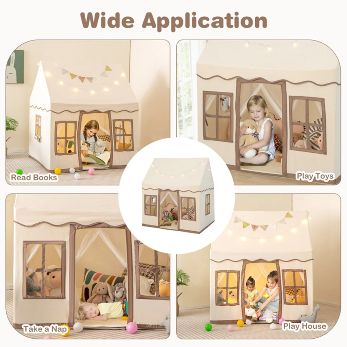 Large Kids Play Tent with Star String Lights - Image 15
