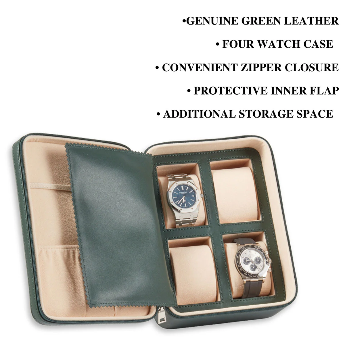 Leather Four Watch and Accessory Travel Watch Case - Image 5