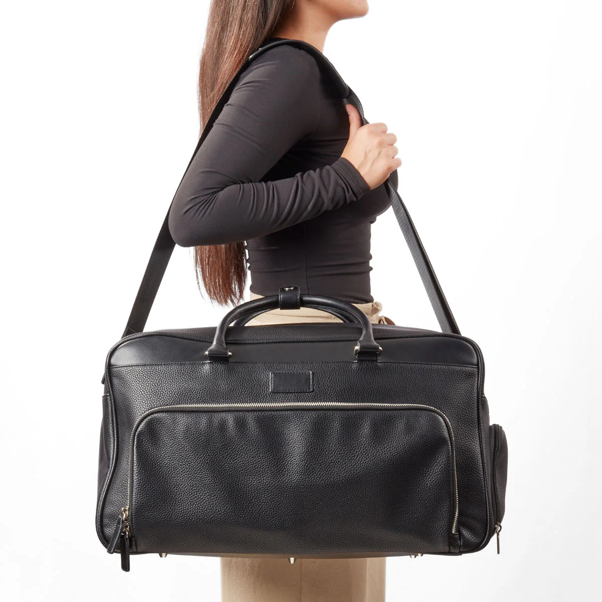 Leather Weekender Bag with Detachable Shoulder Strap - Image 6