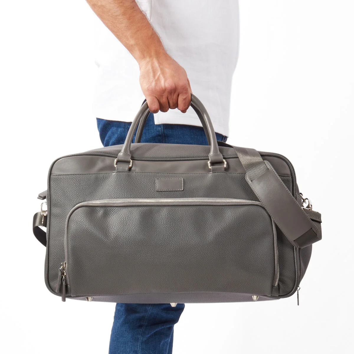 Leather Weekender Bag with Detachable Shoulder Strap - Image 7