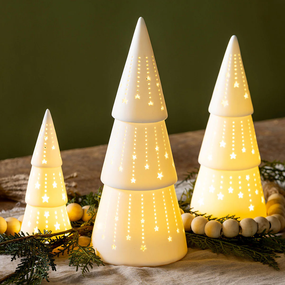LED Ceramic Christmas Trees (Set of 3) - Image 3