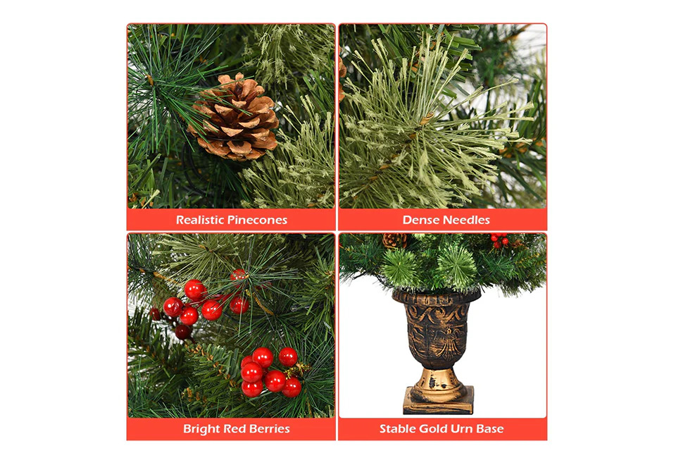 LED Christmas Tree with Red Berries Pine Cones - Image 4