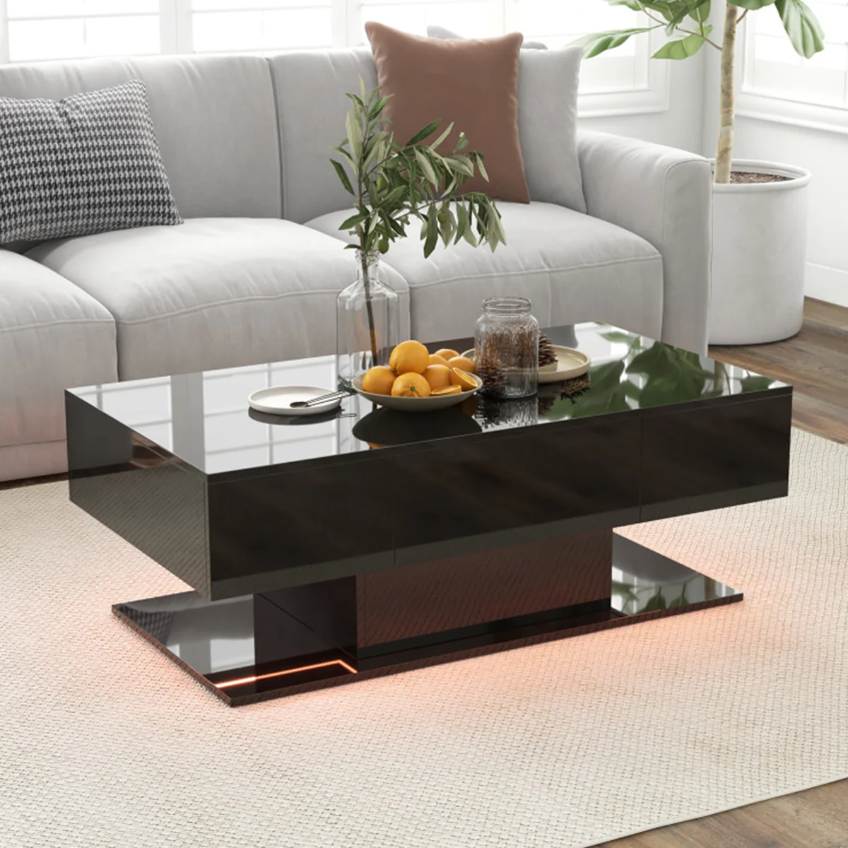 LED Coffee Table with Storage Drawers - Image 14