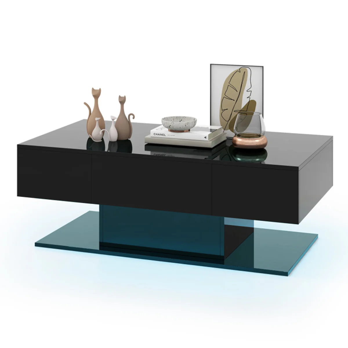 LED Coffee Table with Storage Drawers - Image 2