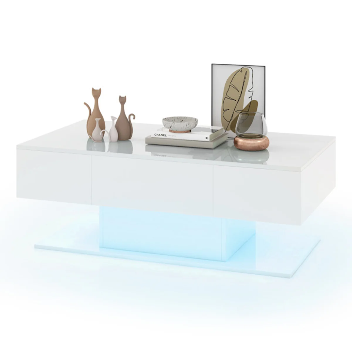 LED Coffee Table with Storage Drawers - Image 3
