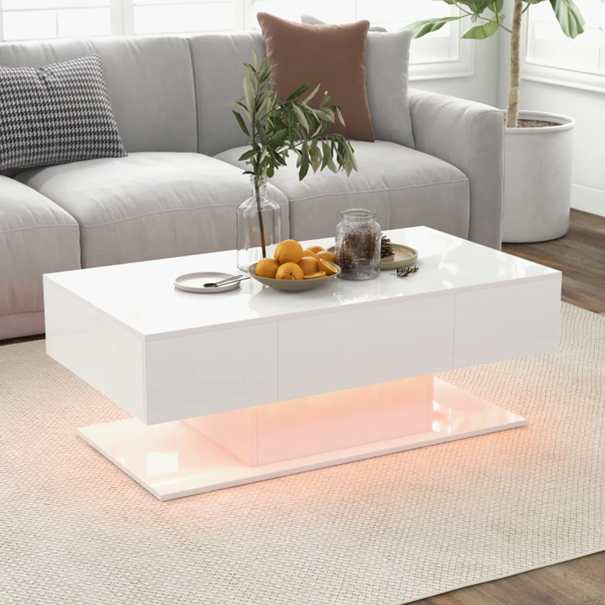 LED Coffee Table with Storage Drawers - Image 9
