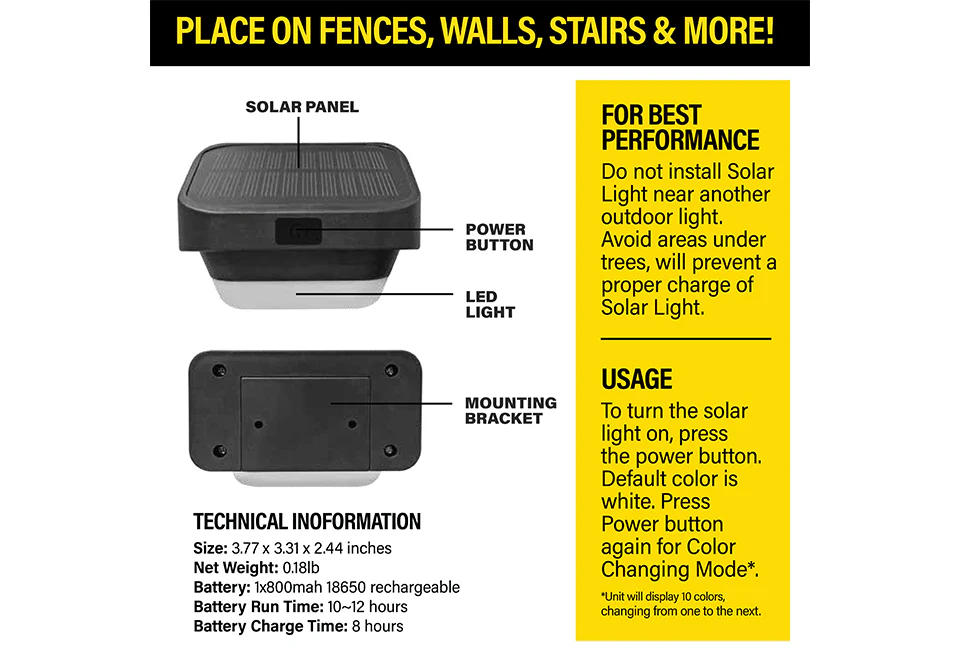 LED Solar Fence Lights (4-Pack) - Image 8