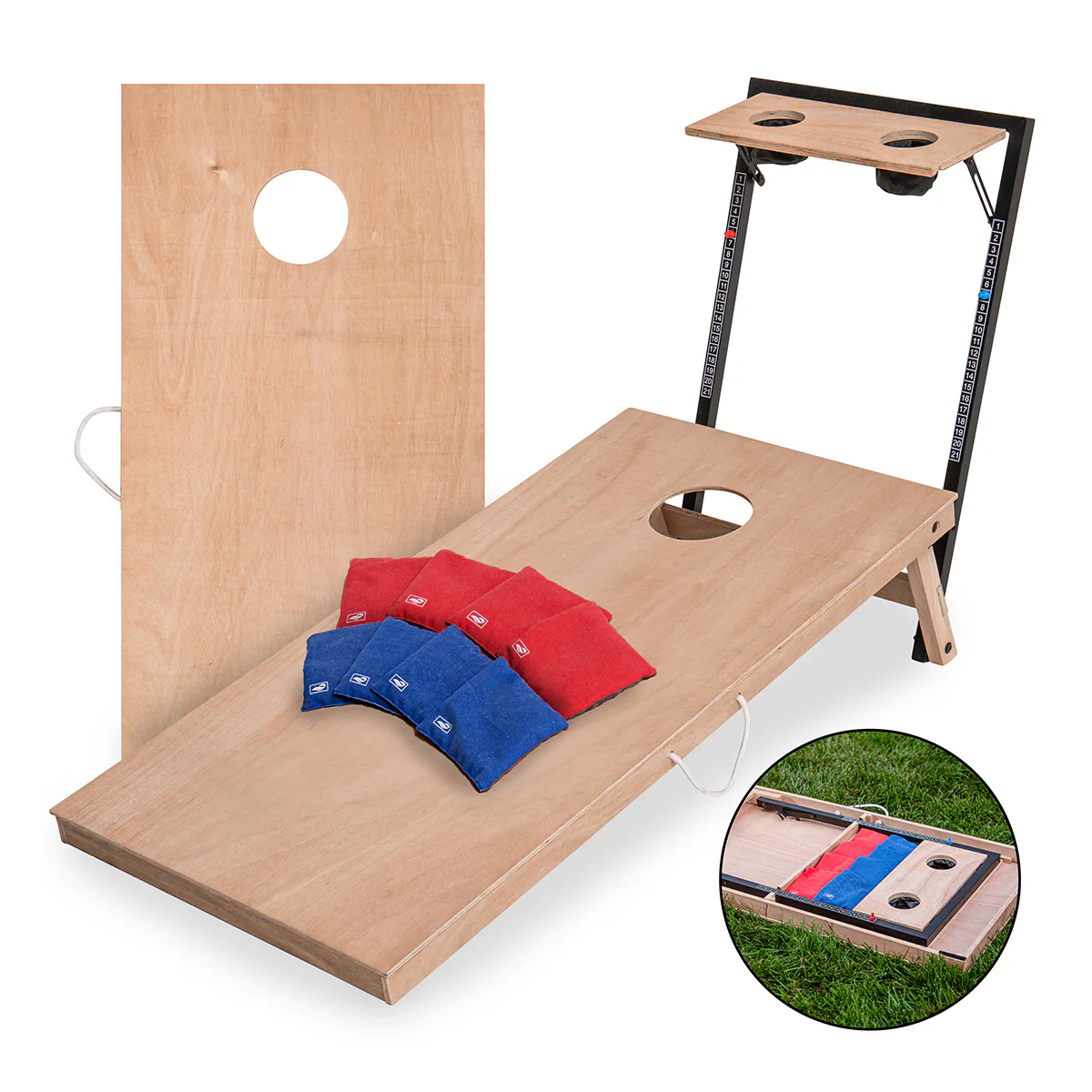 LED Wood Cornhole Set with Integrated Caddy - Image 16