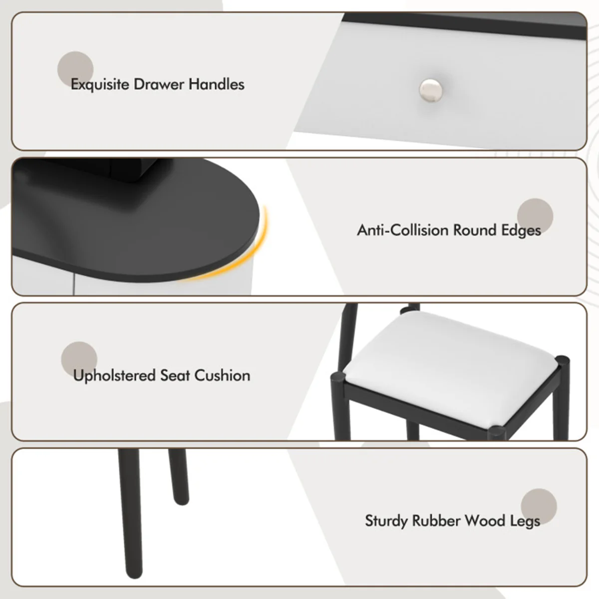 Makeup Vanity Table Set with Stool and LED Mirror - Image 5