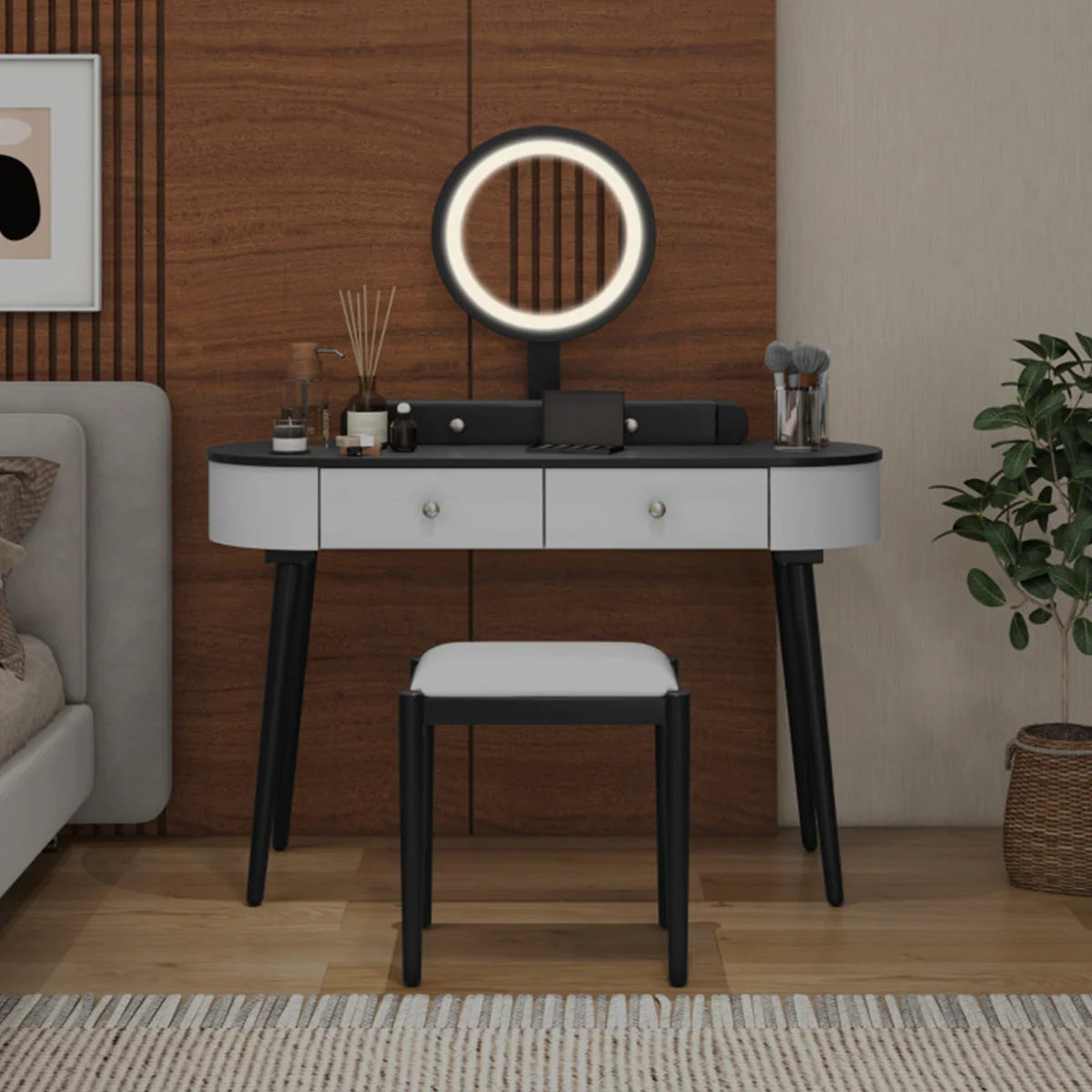 Makeup Vanity Table Set with Stool and LED Mirror - Image 8