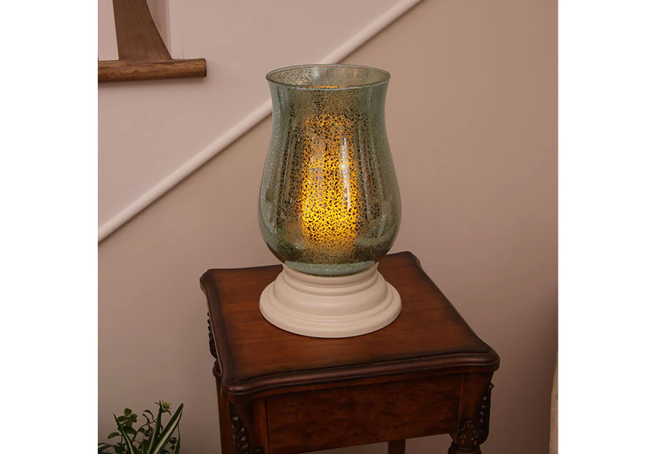 Mercury Glass Hurricane with Flameless Wax Candle