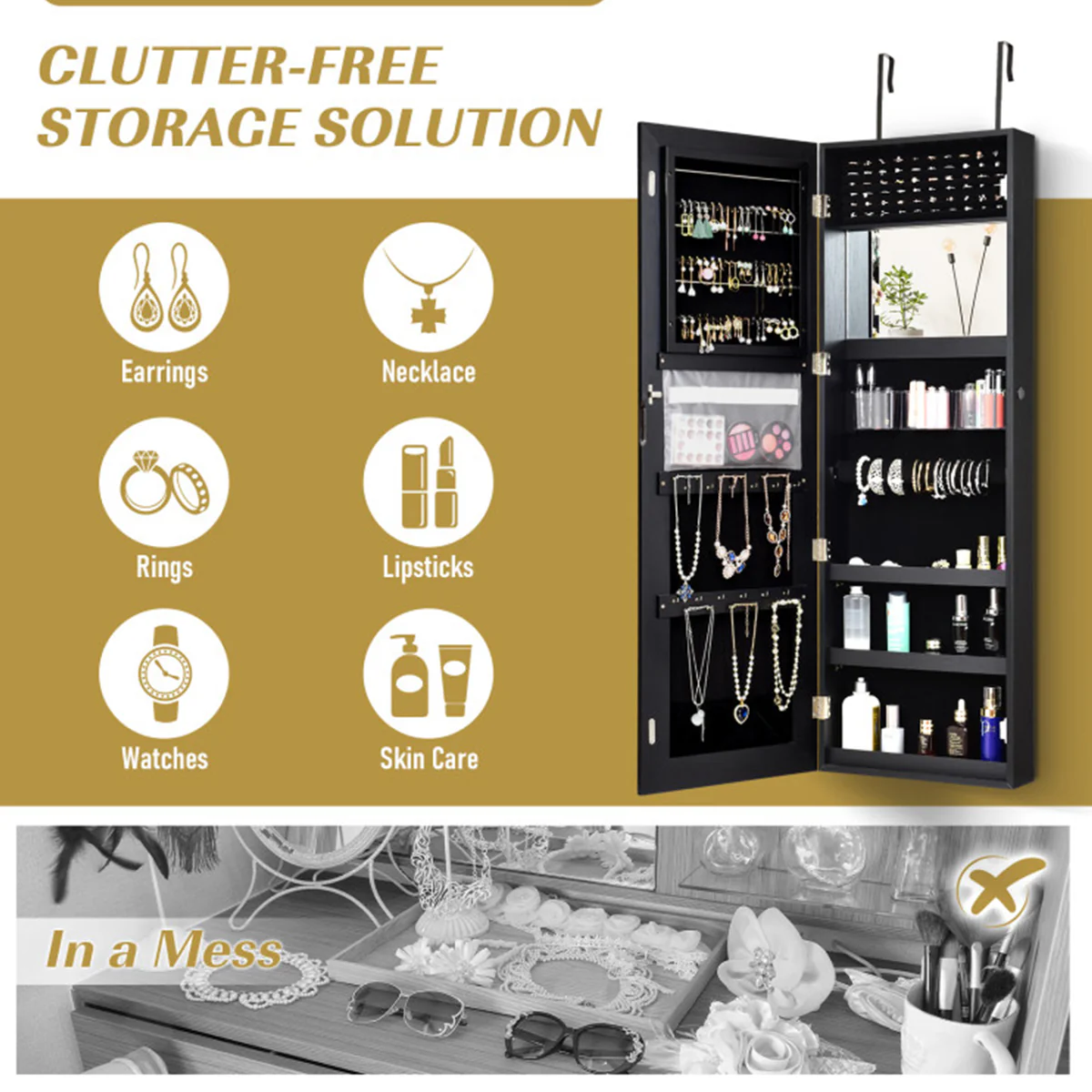Mirrored Jewelry Cabinet Organizer - Image 6