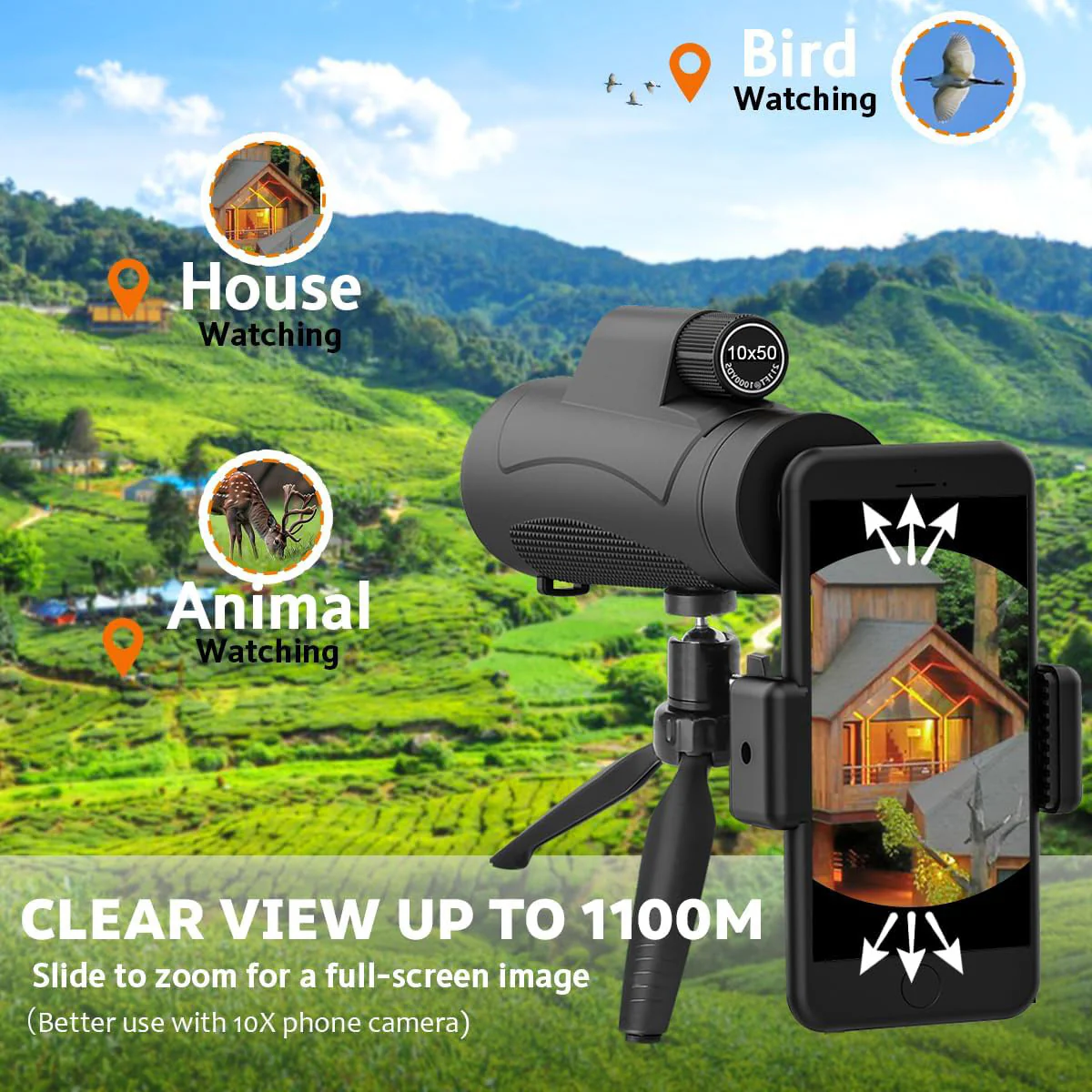 Monocular Telescope with Smartphone Holder and Tripod - Image 5
