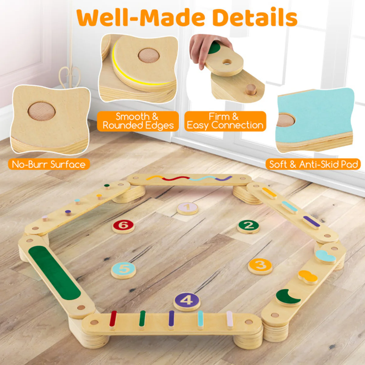 Montessori Balance Beam Set with Stepping Stones - Image 4