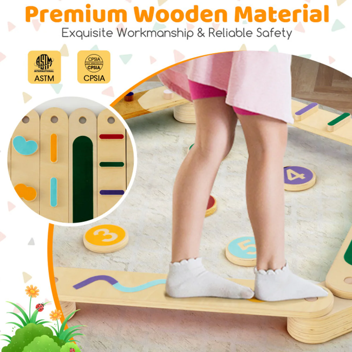 Montessori Balance Beam Set with Stepping Stones - Image 7