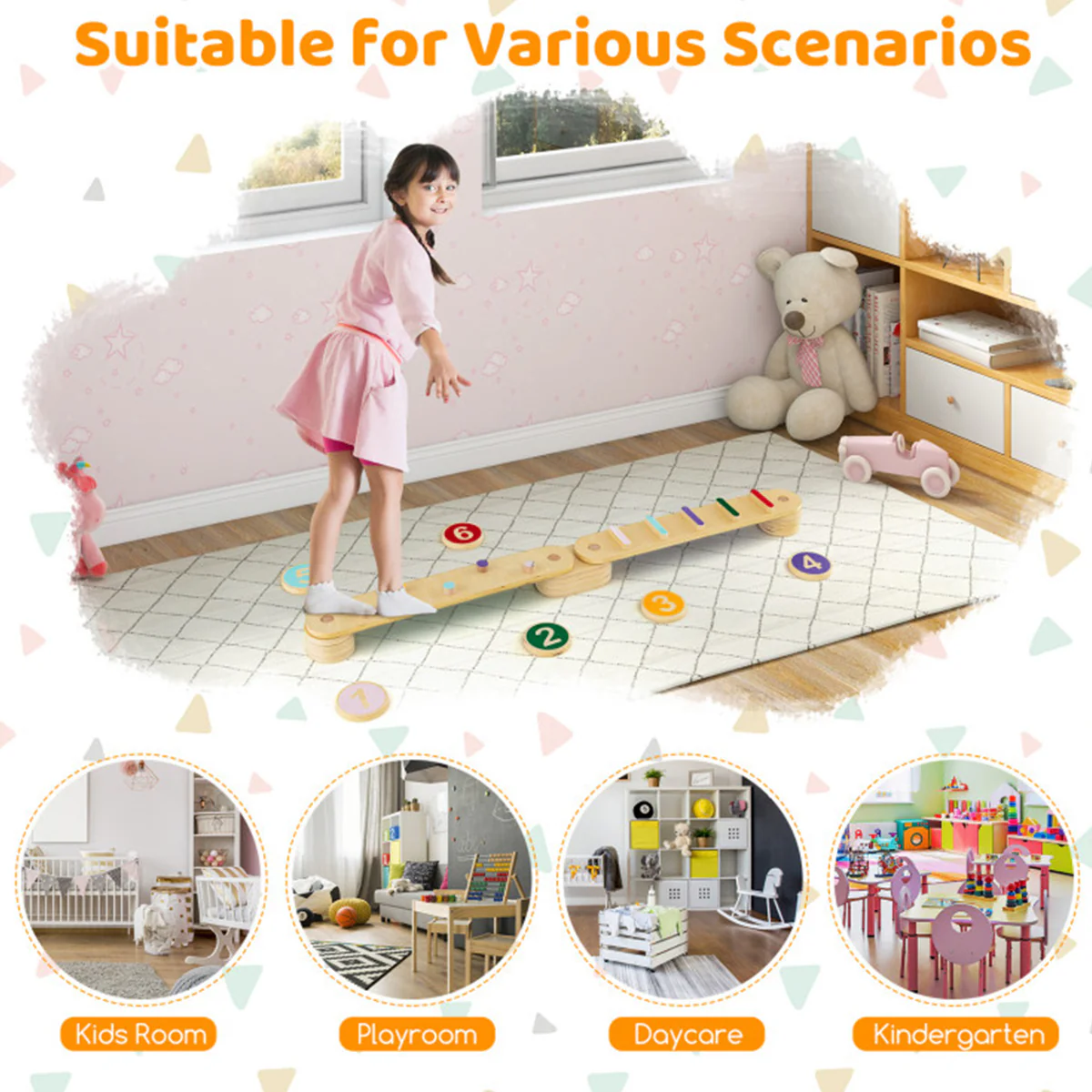 Montessori Balance Beam Set with Stepping Stones - Image 8