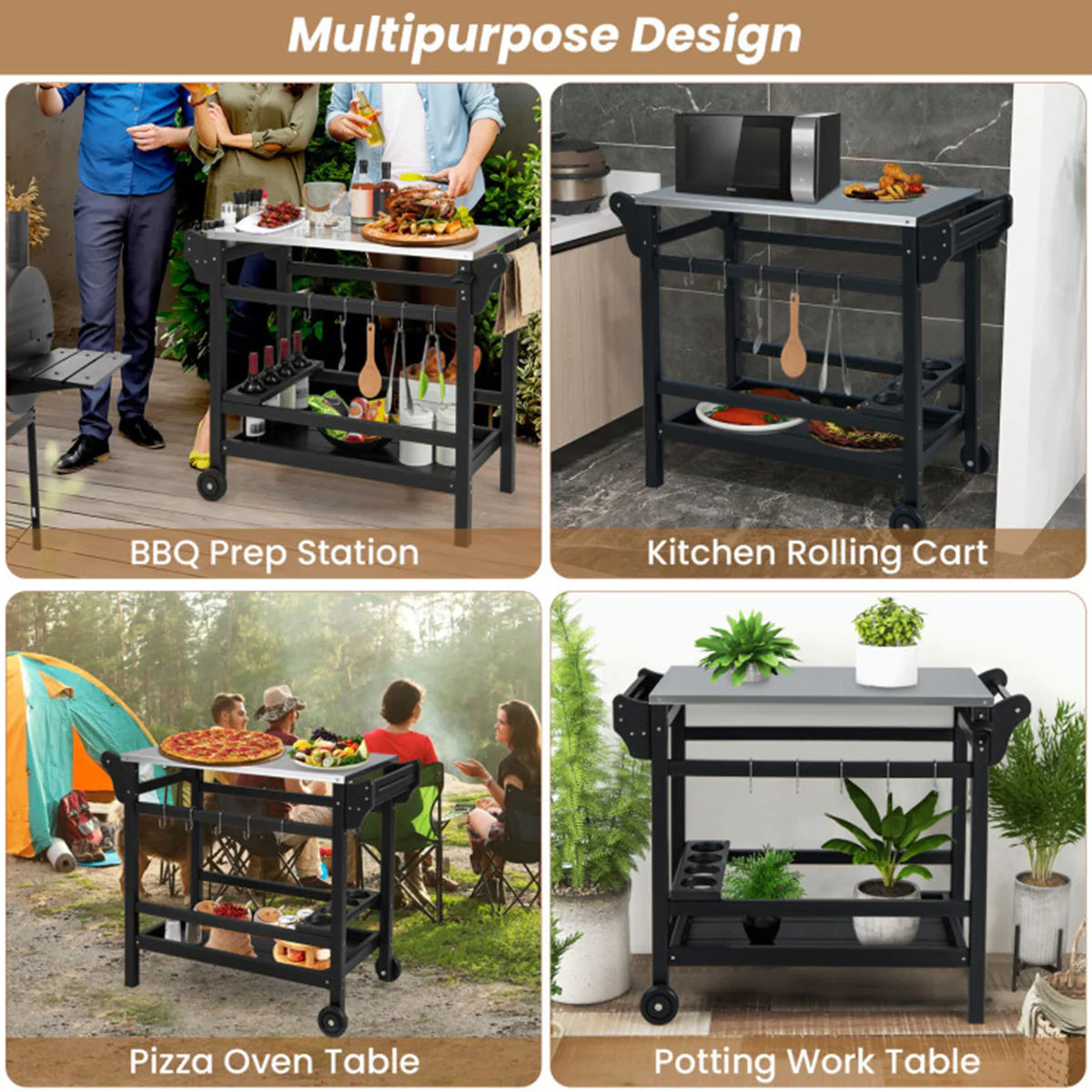 Movable Outdoor Food Prep Cart - Image 3