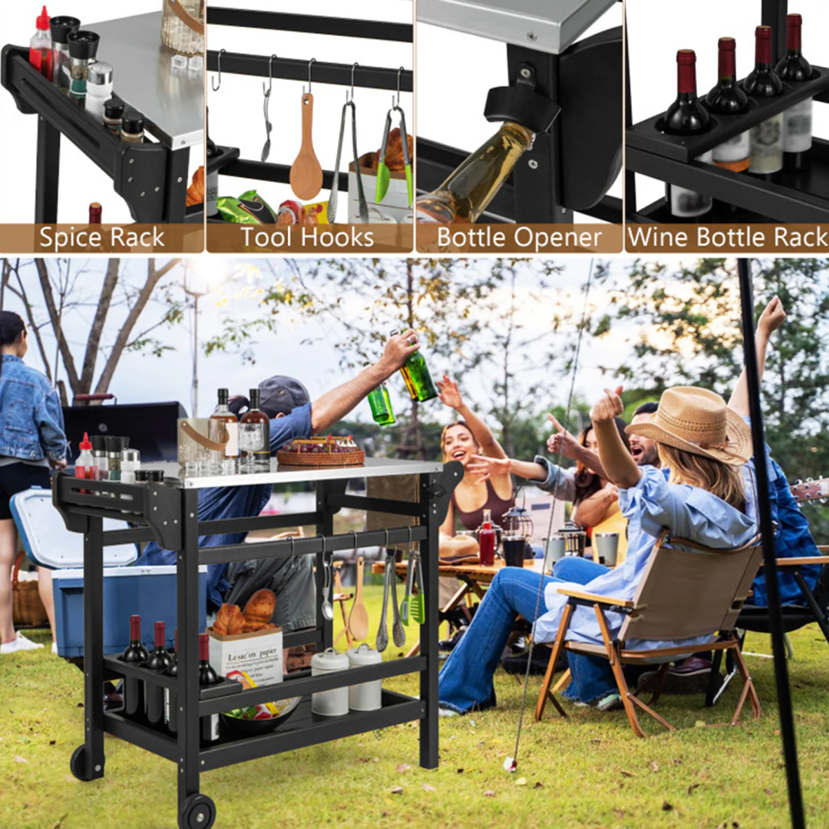 Movable Outdoor Food Prep Cart - Image 4