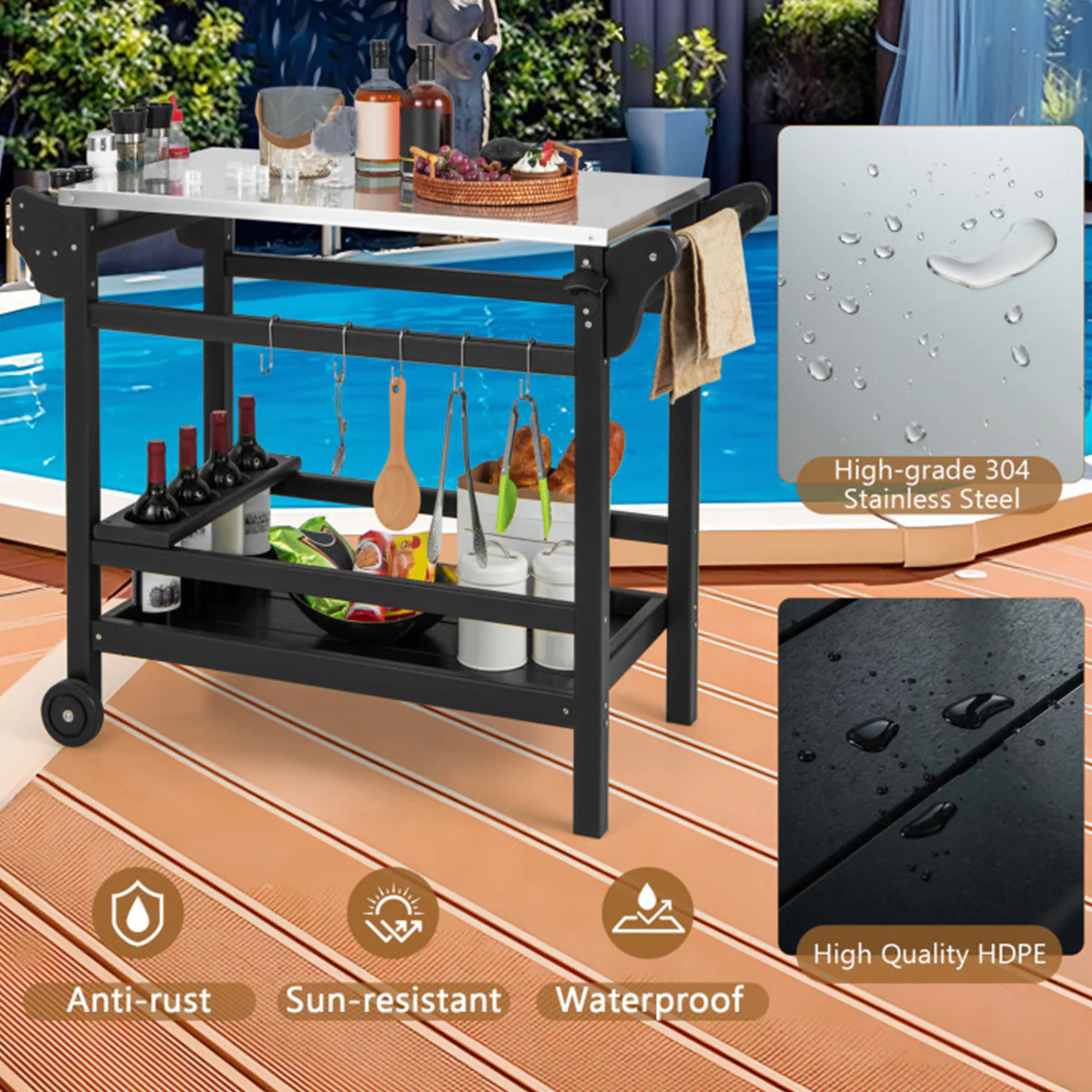 Movable Outdoor Food Prep Cart - Image 5