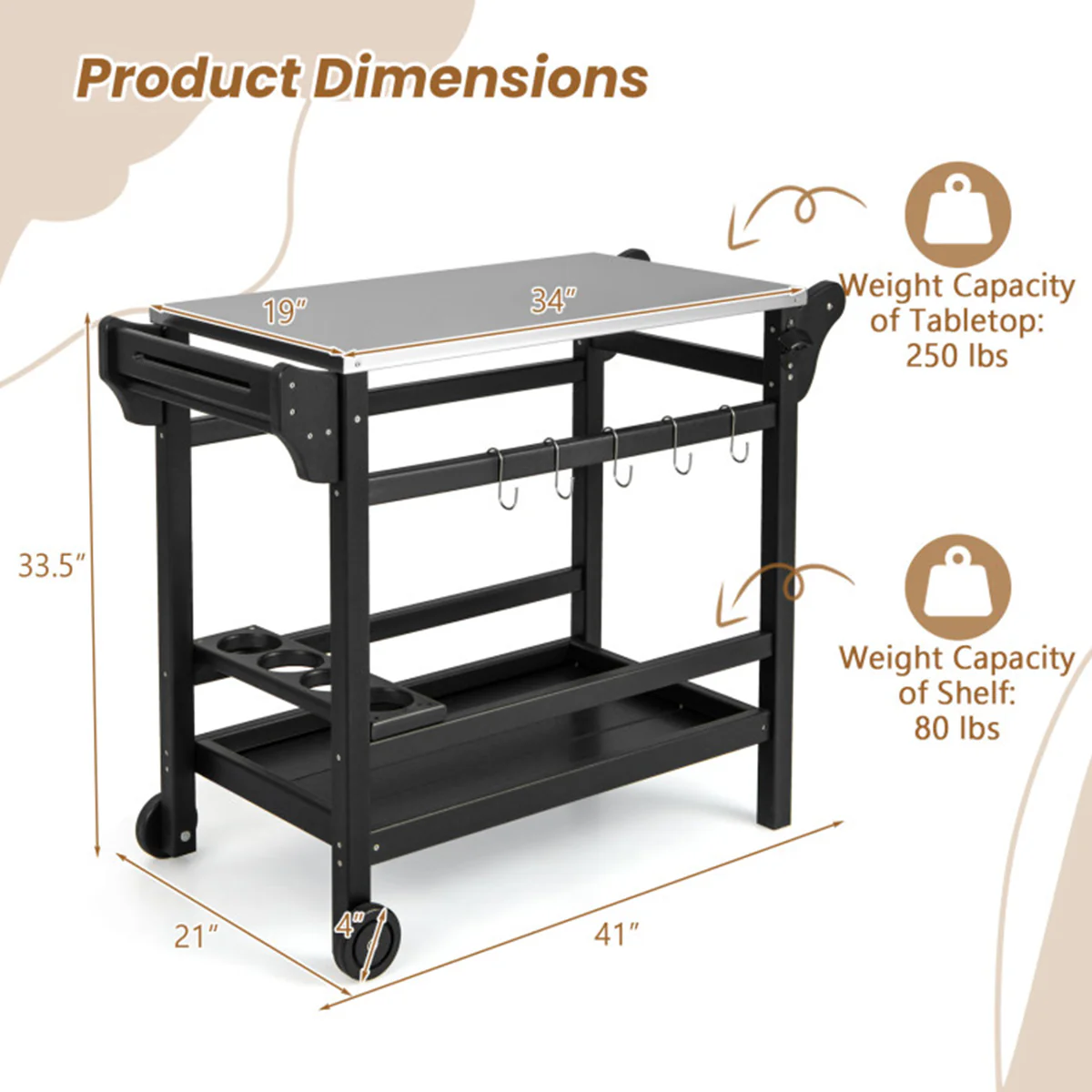 Movable Outdoor Food Prep Cart - Image 7