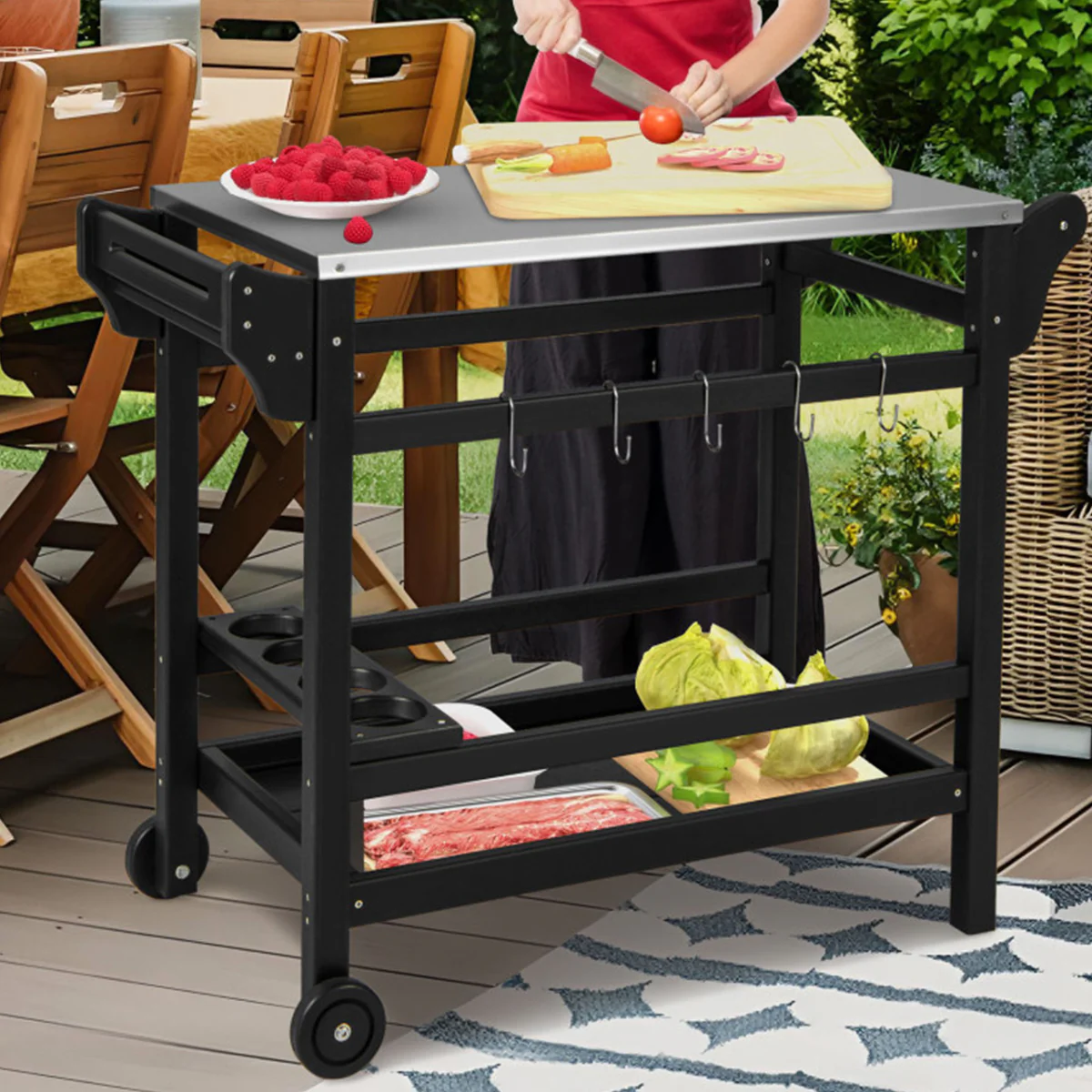 Movable Outdoor Food Prep Cart - Image 9