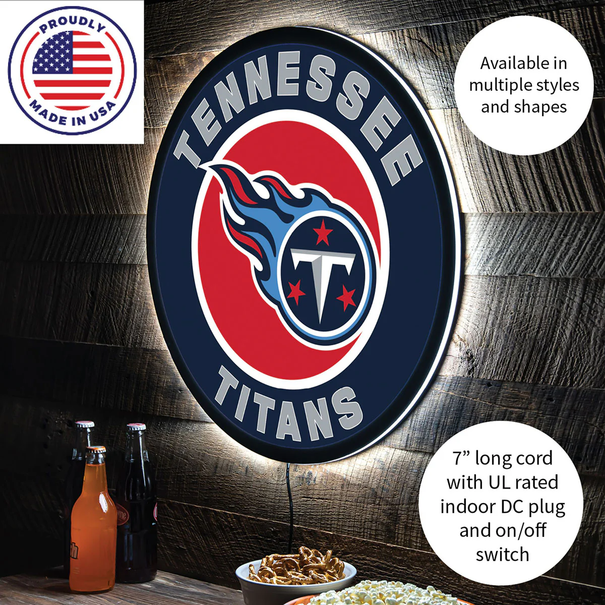 NFL Backlit Full Edge Round Wall Sign - Image 105