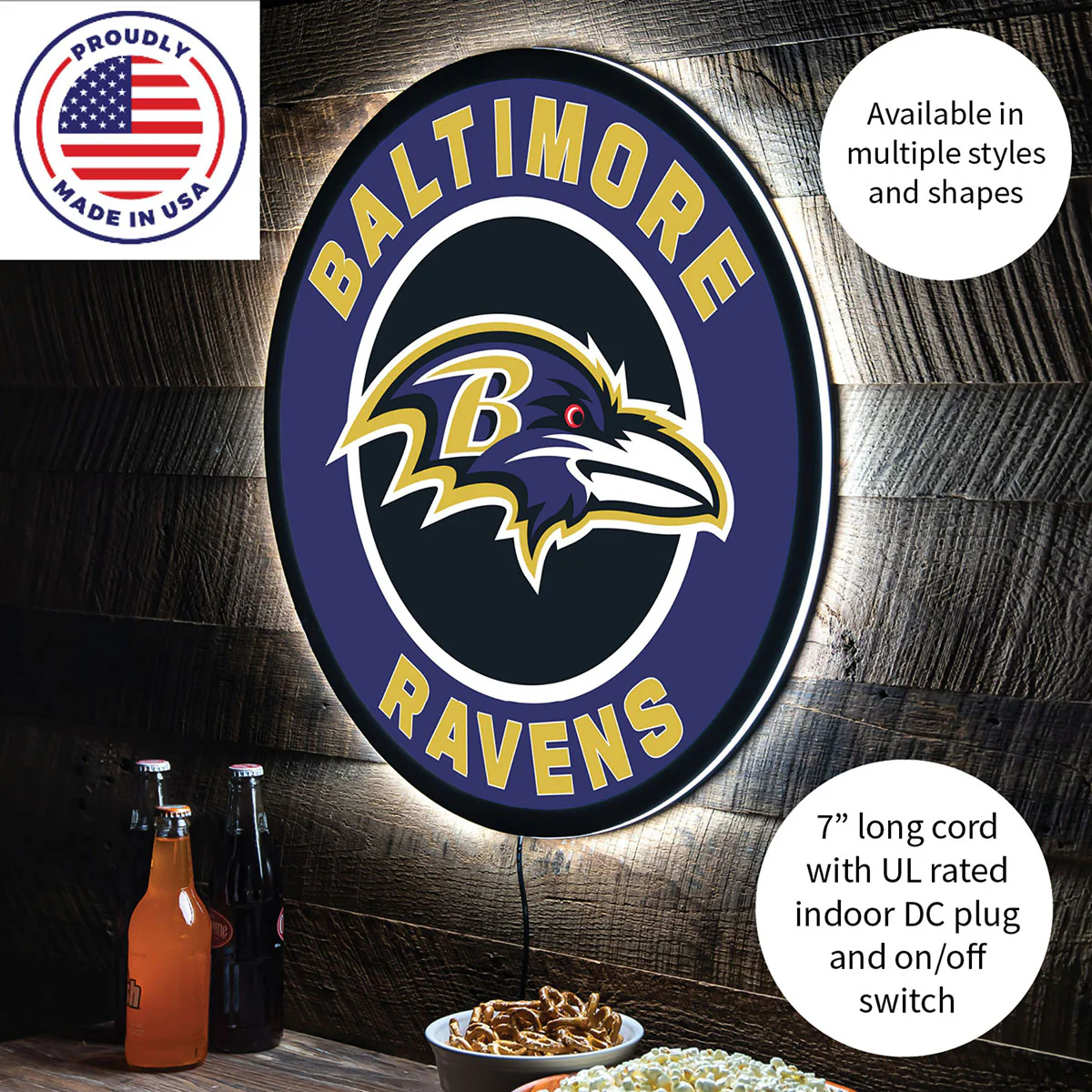 NFL Backlit Full Edge Round Wall Sign - Image 13