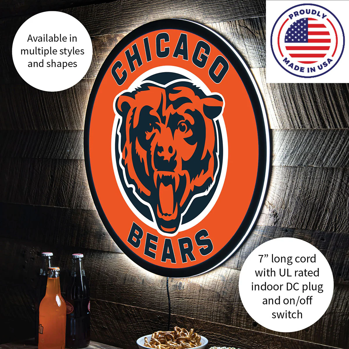 NFL Backlit Full Edge Round Wall Sign - Image 26