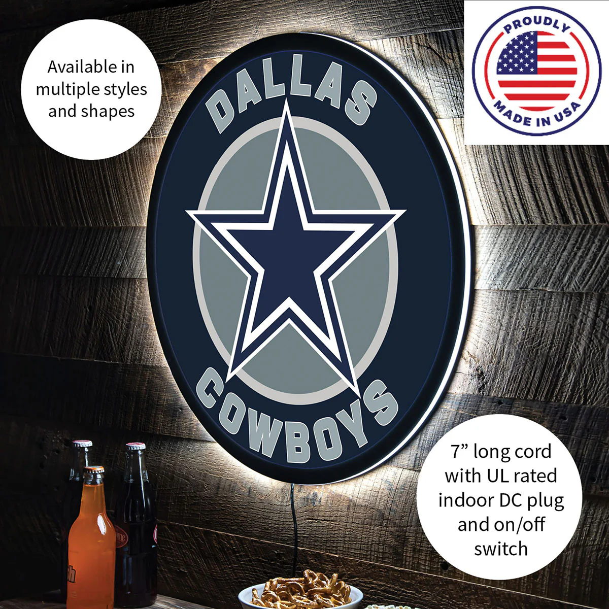 NFL Backlit Full Edge Round Wall Sign - Image 32