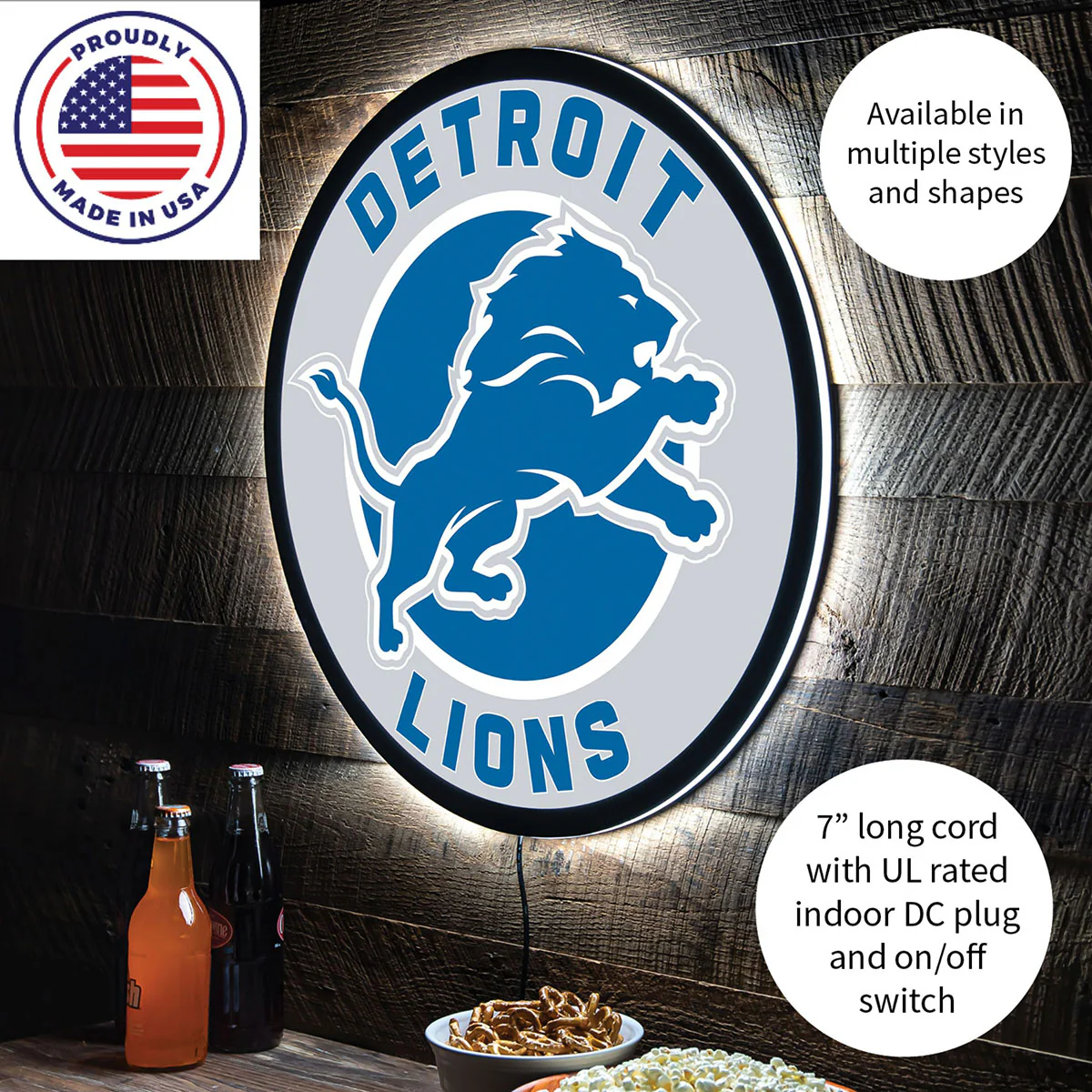 NFL Backlit Full Edge Round Wall Sign - Image 41