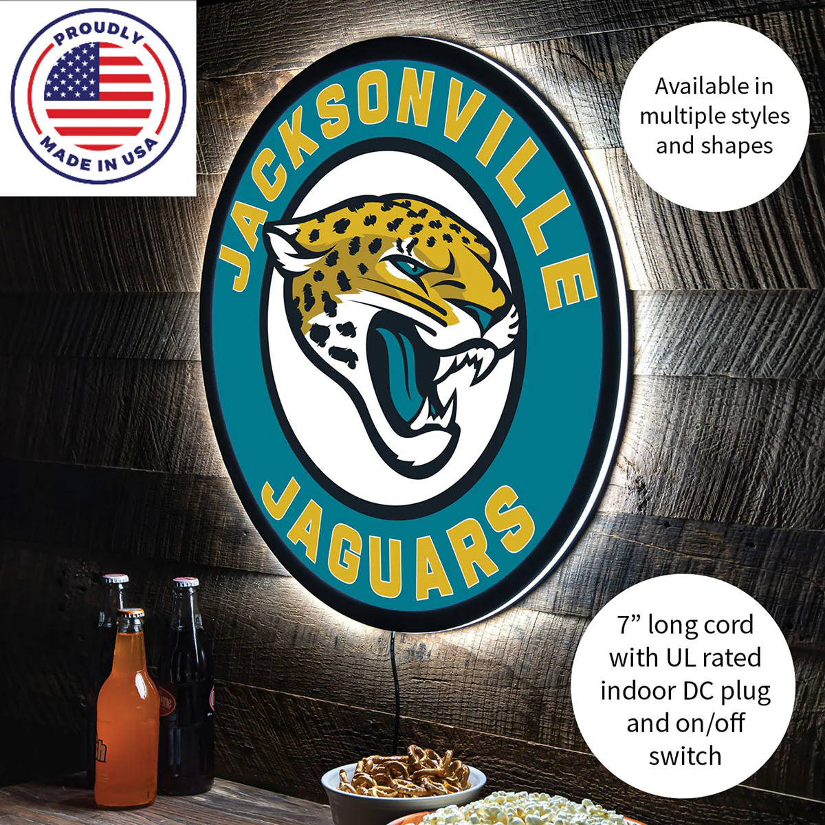 NFL Backlit Full Edge Round Wall Sign - Image 55