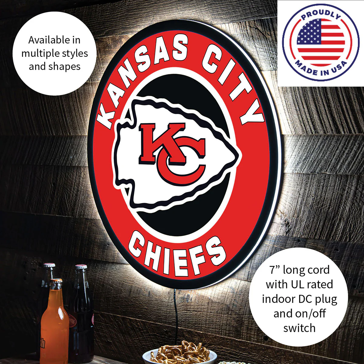 NFL Backlit Full Edge Round Wall Sign - Image 57