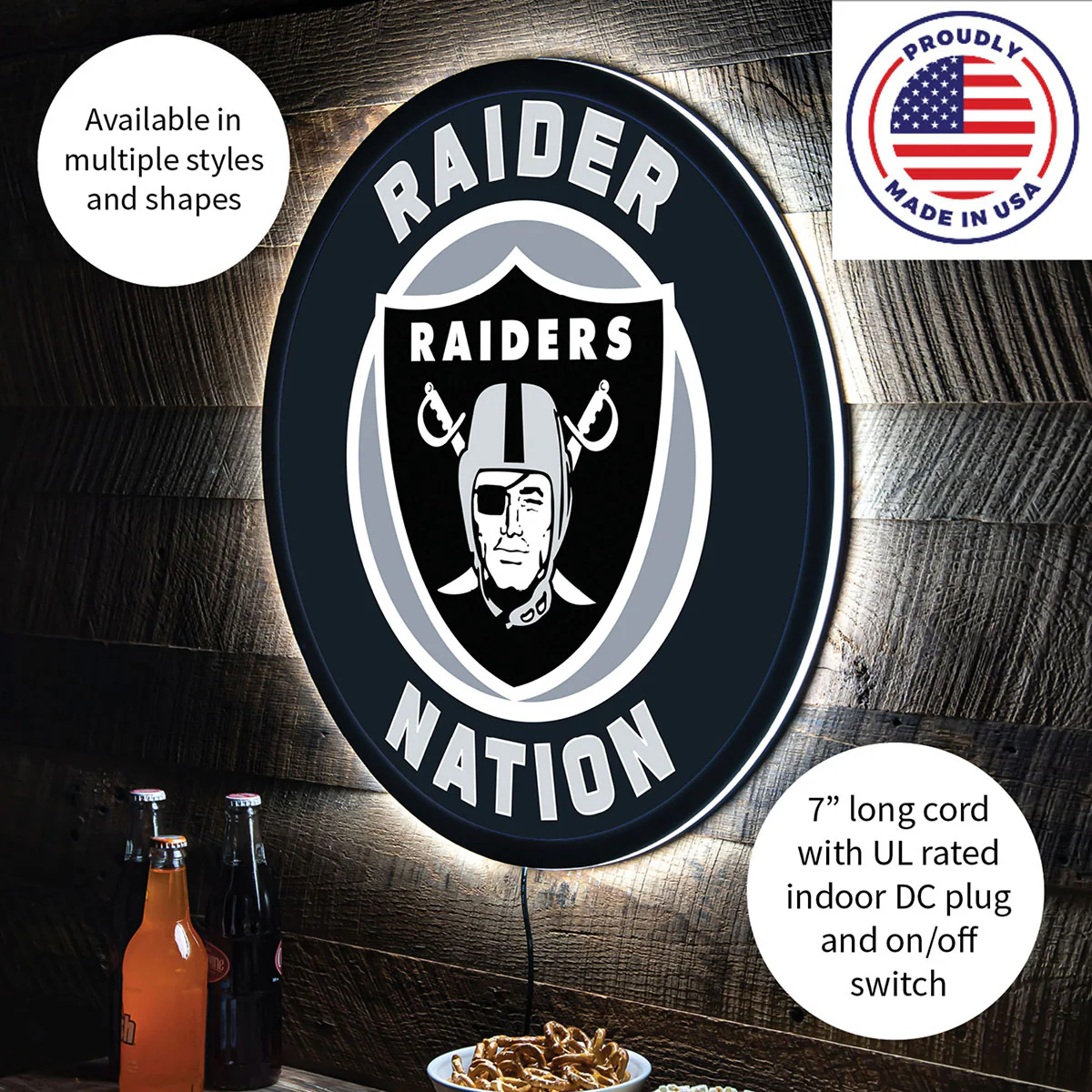 NFL Backlit Full Edge Round Wall Sign - Image 60