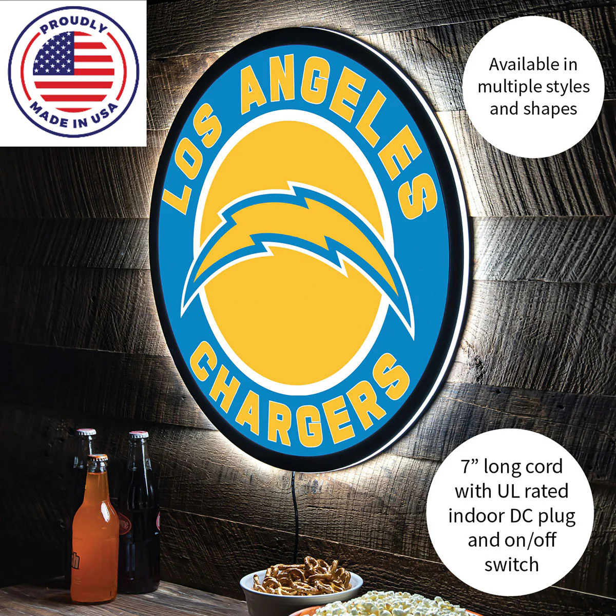 NFL Backlit Full Edge Round Wall Sign - Image 64