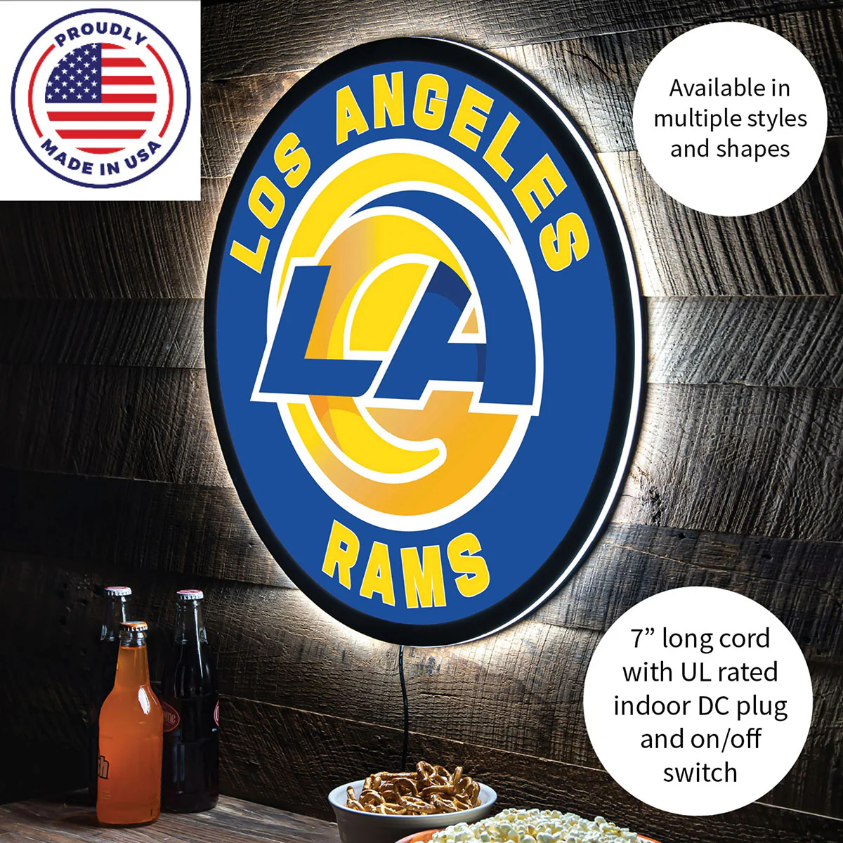 NFL Backlit Full Edge Round Wall Sign - Image 68
