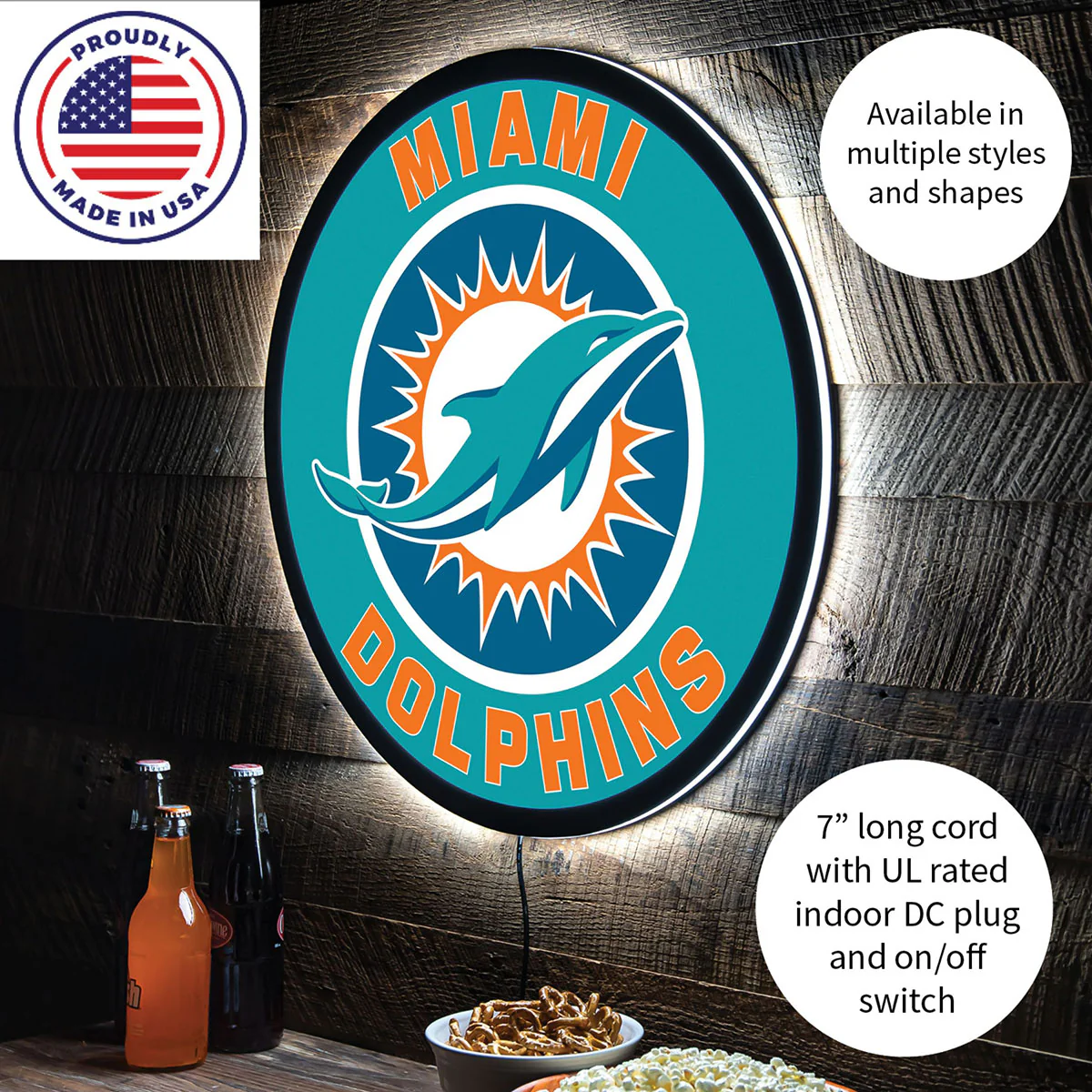 NFL Backlit Full Edge Round Wall Sign - Image 73