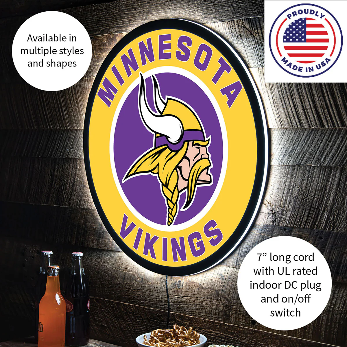 NFL Backlit Full Edge Round Wall Sign - Image 75