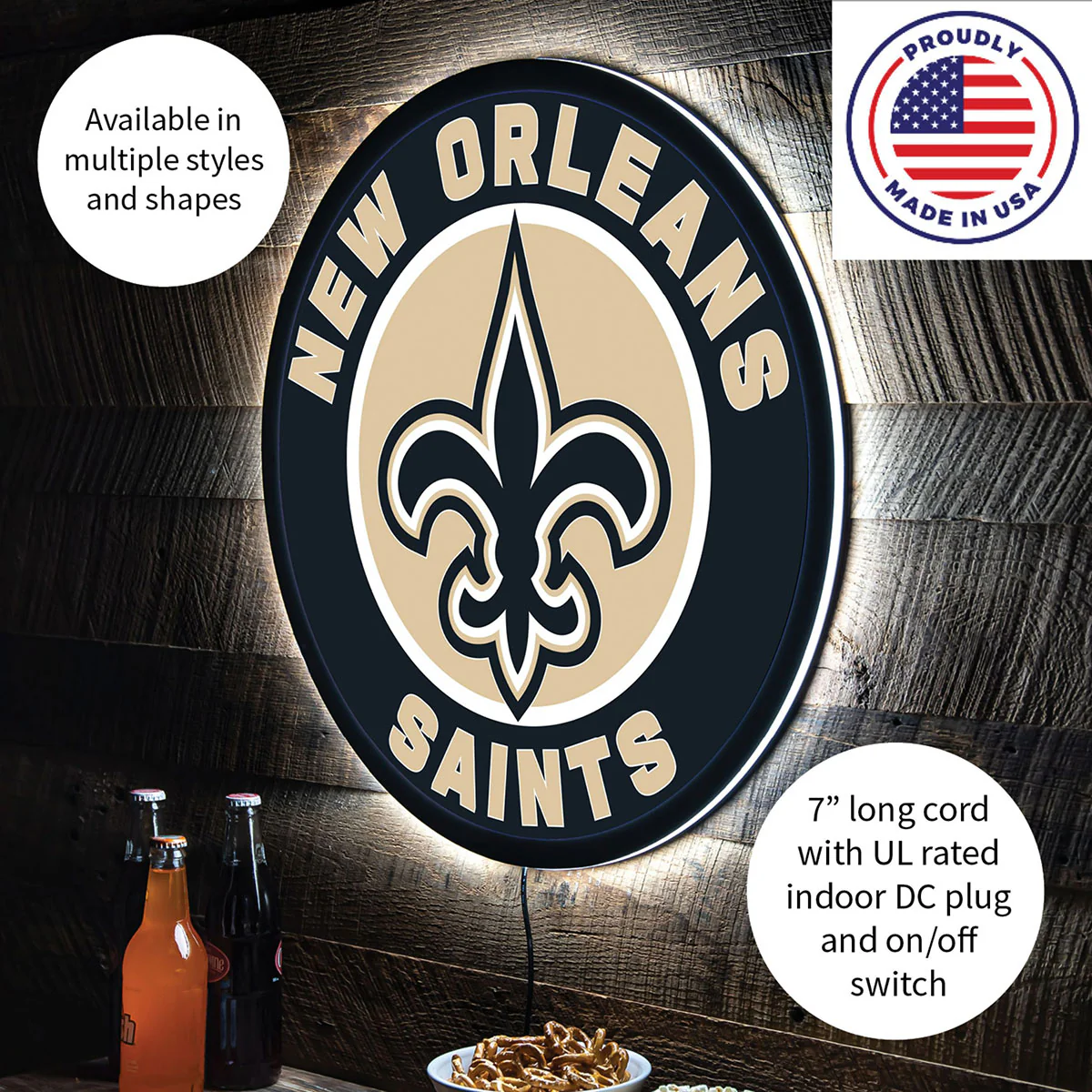 NFL Backlit Full Edge Round Wall Sign - Image 82