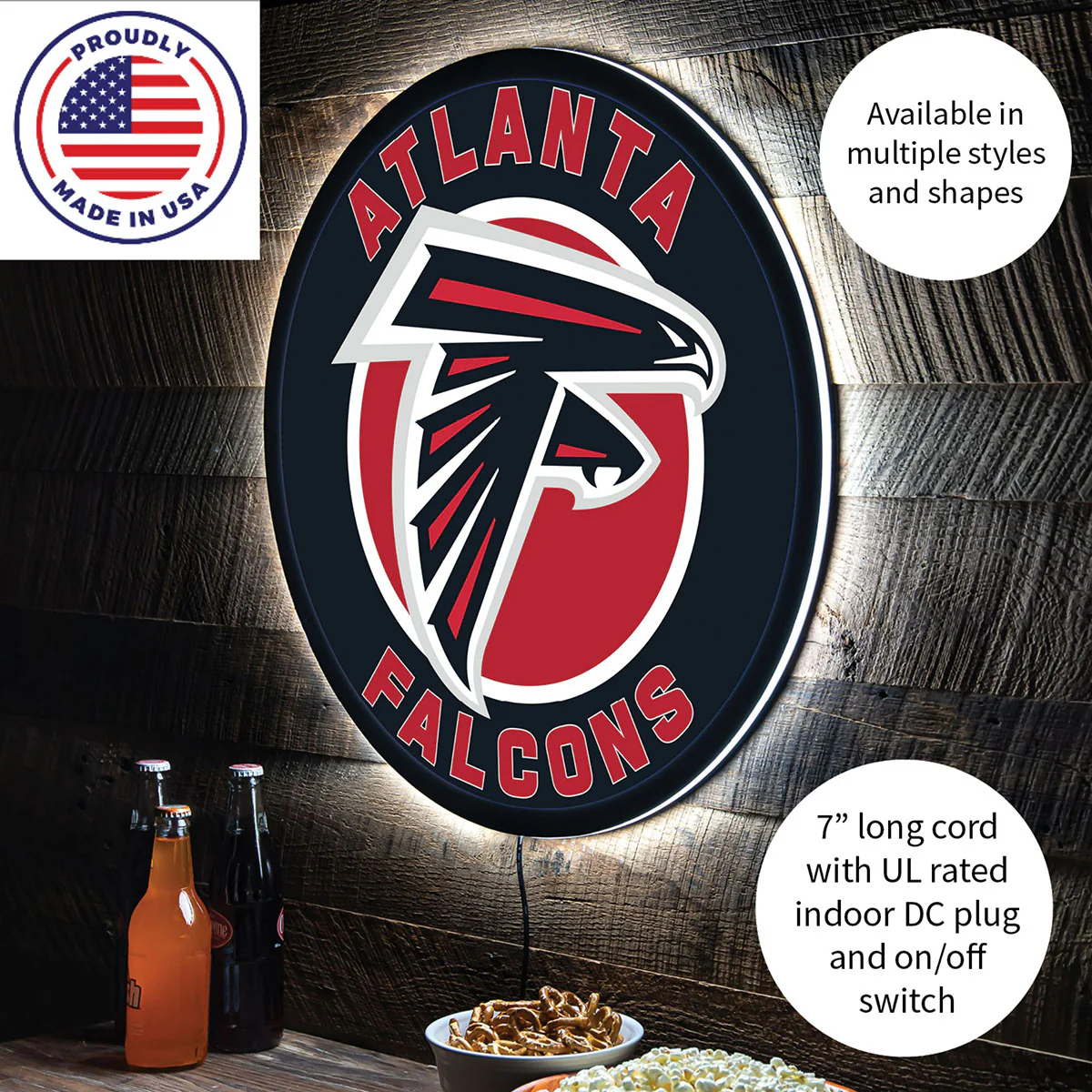 NFL Backlit Full Edge Round Wall Sign - Image 9