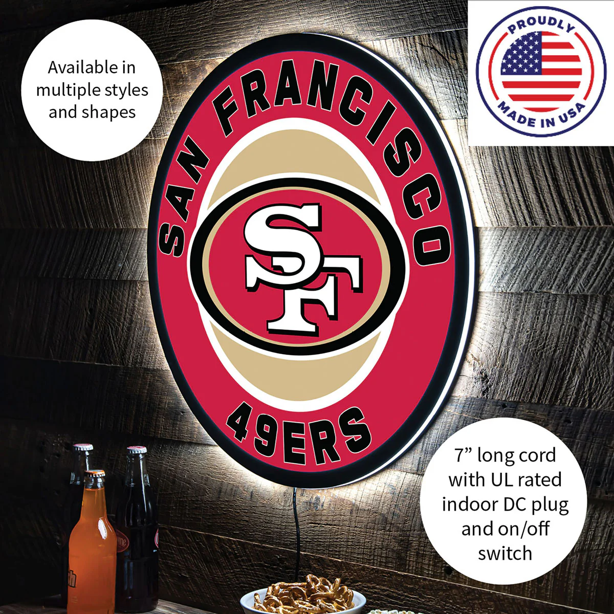 NFL Backlit Full Edge Round Wall Sign - Image 93