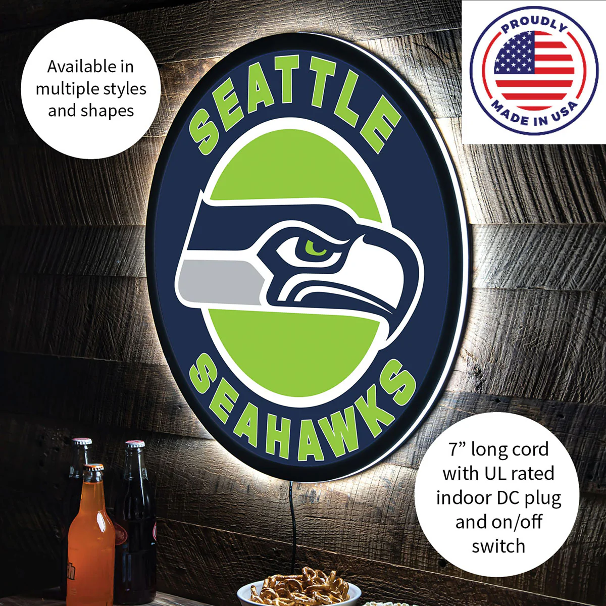 NFL Backlit Full Edge Round Wall Sign - Image 97